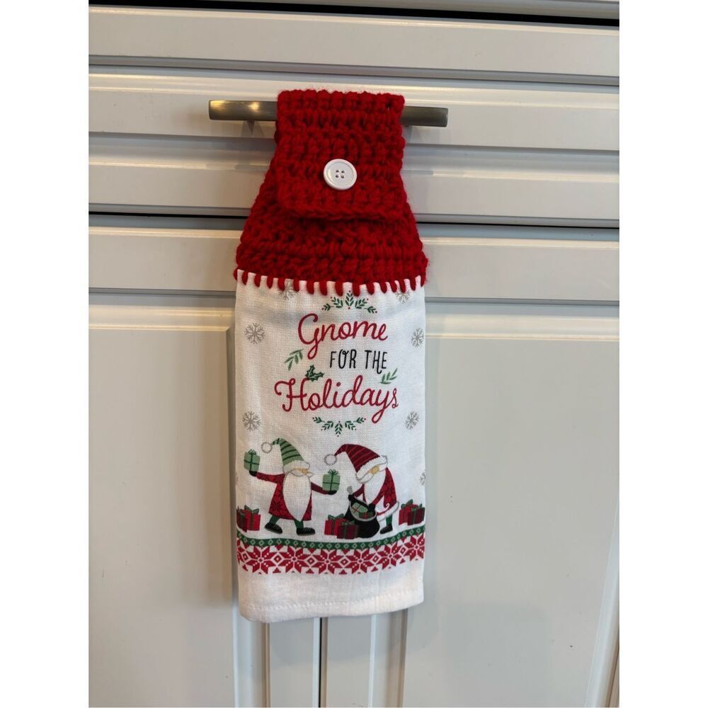 Crochet Top Kitchen Towel-Gnome for the holidays